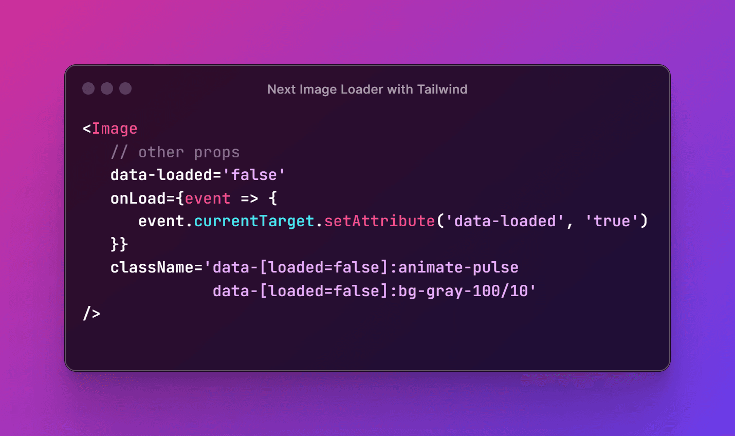 Next.js image optimization code snippet